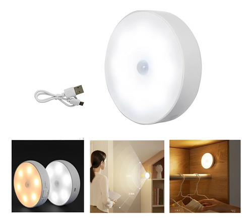 Luminária Luz Led Com Sensor Movimento Sem Fio Recarregável