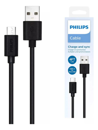 Cable Philips Usb A Micro Usb 1.2mts Dlc3104u Black