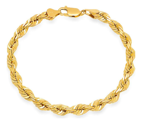 Pulso Pulsera Torzal Torsal Oro 14k Kilates 21cm 5.3mm Italy Color Dorado Diámetro 7   Largo 21  