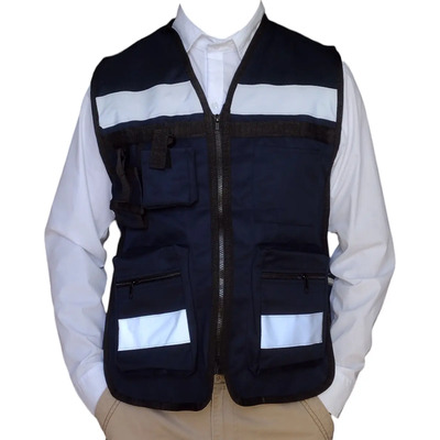 Chaleco Brigadista Reflejante Gabardina Color Azul Marino Talla Del Chaleco Reflejante Unitalla Ajustable