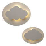 Nuvem Com Luz De Led Branco Quente Luminária Quarto Bebe 2pc