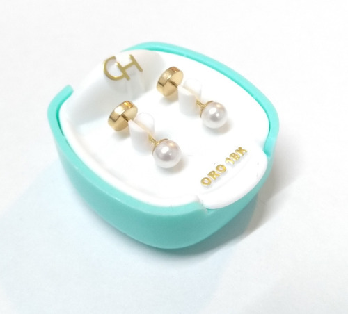 Aros Abridores Oro 18k Marca Ch Perla 110 Joyeria Esponda