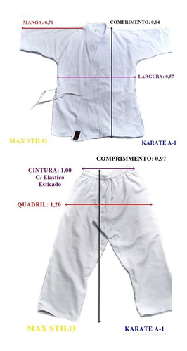 Kimono Adulto A1 Karate Branco Brim Pesado C/ Faixa Branca