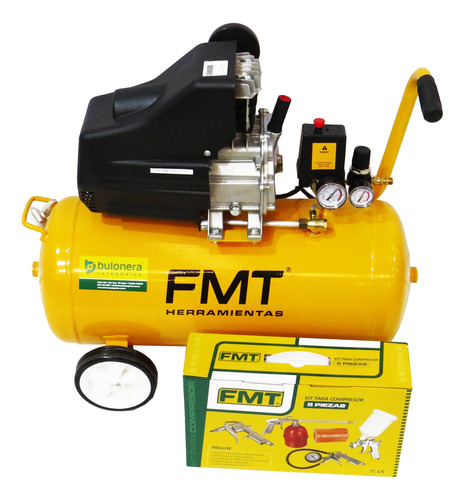 Compresor De Aire Portátil Fmt 50 Litros 2.5hp Más Kit 5pz