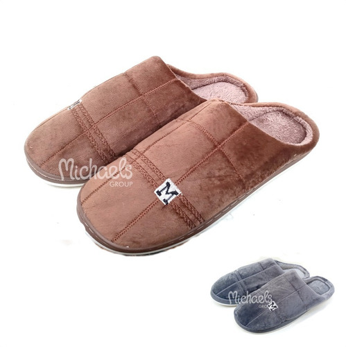 Pantufla Hombre Peluche Blanda Flexible Abrigo Suave 