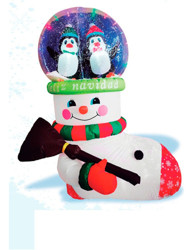 Figura Navideña Inflable Muñeco De Nieve Bota Y Esfera 1.5m