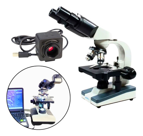 Super Microscópio Biológico Binocular Led 1600x + Câmera 5mp