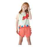 Pijama Infantil Menina Curto Estampa Dinossauro