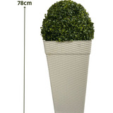 Kit Vaso 78cm + Arbusto Bola Artificial Decoração Jardim