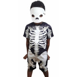 Fantasia Esqueleto Caveira Kids Halloween + Máscara Brinde