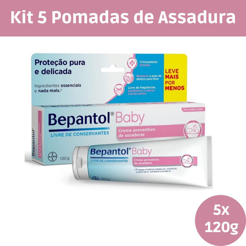 Kit Com 5 Bepantol Baby 120g - Pomada De Assadura Original