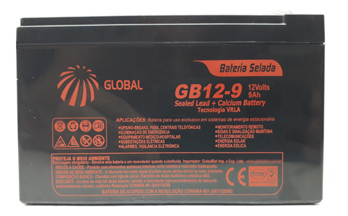 Kit 2 Bateria Selada Hr 1234w F2 12v 9a - Nobreak - Gb12-9