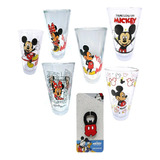 Set De 6 Vasos Vidrio Minnie Y Mickey Mouse 1 Destapador Color Transparente