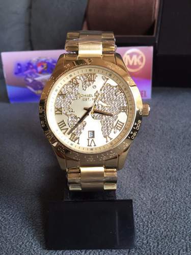 Relogio Michael Kors Mk5959 Layton 100% Original 12x S/juros Cor Da Correia Dourado