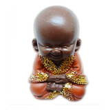 Mini Buda Da Felicidade Meditando Prosperidade Marrom 7cm