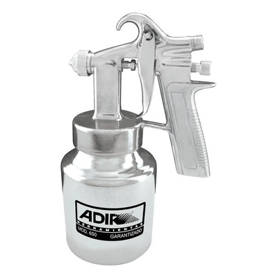 Pistola Para Pintar Adir 650 Baja Presión 1 Lt 50 Psi Color Plateado