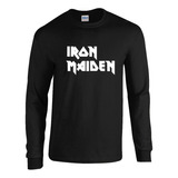 Iron Maiden Camibuso Negro Camiseta Manga Larga Hombre