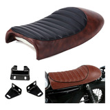 Leather Motorcycle Cafe Racer Seat Hump Saddle For Suzuk Aam