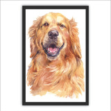 Quadro Decorativo Moldura De Madeira 60x40 Golden Retriever