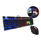 Kit Gamer Teclado Mouse Led Rgb Retroiluminado Mecánico