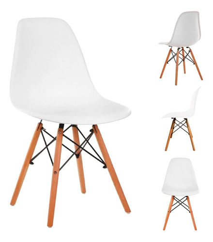 Set 4 Sillas Tipo Eames Comedor Estructura Madera Ergonómica