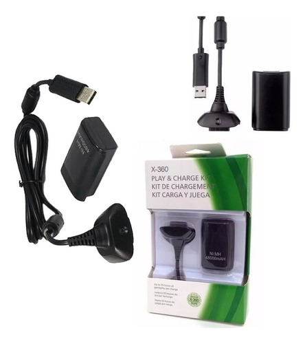 10 Kit Carregador E Bateria Pra Controle Xbox360 48000mah 