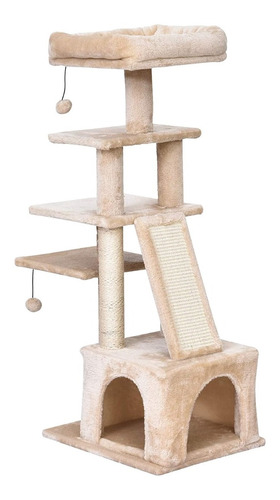 Rascador Torre Casita Gatos 114cm Altura Terciopelo Condo