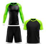 Kit 3 Pçs Camiseta Shorts Corrida Treino Fitness Dry-fit
