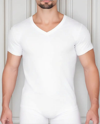 Pack3 Playeras Camisetas Caballero Optima Cuello V Algodón