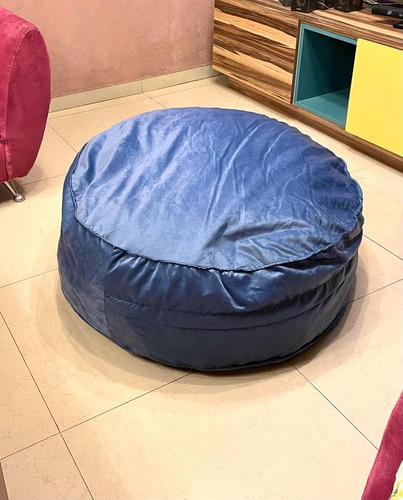 Sillon Puff Redondo Fiaca 100x40 Cm Azul De Piso F022