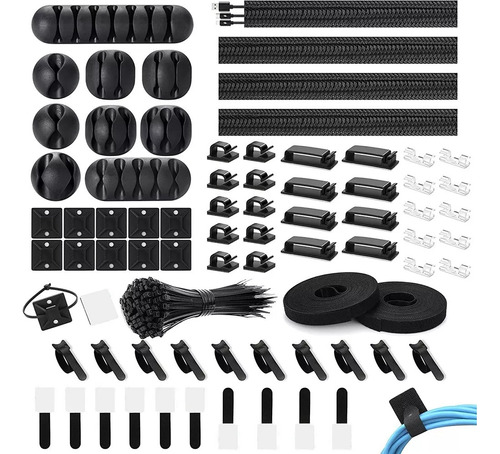 Kit Organizador De Gestión De Cables De 173 Piezas Negro