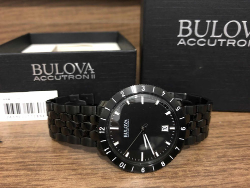 Relogio Bulova Accutron Ii Black Dial 98b218 Preto Aço