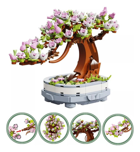 Bonsai De Cerezos En Maceta Para Armar Lego Compatible