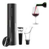 Kit Abridor De Vinho Automático Elétrico Saca Rolha Elétrico Cor Preto