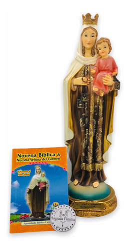 Virgen Del Carmen En Porcelana 31 Cm + Novena