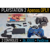 Sony Playstation 2 Ps2 - Apenas Para 0pl + 2 Controles +  Pendrive C/ 26 G4mes - Z01