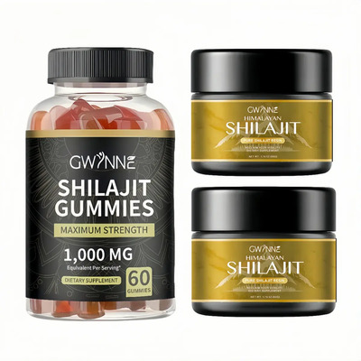 Gwynne Resina De Shilajit Natural Pura Orgánica Del Himalaya Color 2pcs + Gomitas De Shilajit 60 Unidades Sabor A Frambuesa Y Sandía | Meses sin interés