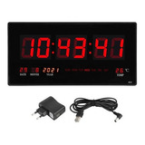 Reloj Digital Pared Luz Led Hora Fecha Temperatura 36x15cm