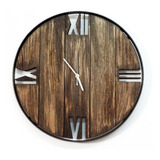 Reloj Pared Rústico, 40cm Madera Y Hierro, Somos Fabricantes