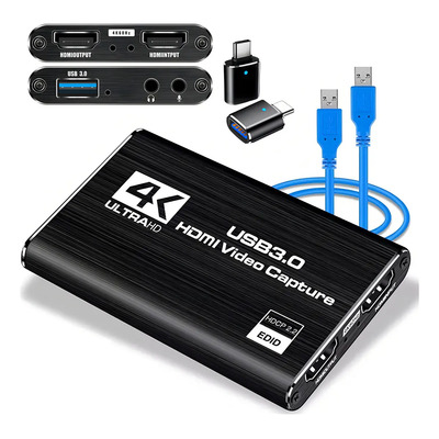 Tarjeta Capturadora Video Externa HDMI 4K USB3.0 Leirlvan Full HD 1080P@60Hz Micrófono Integrado | Meses sin interés