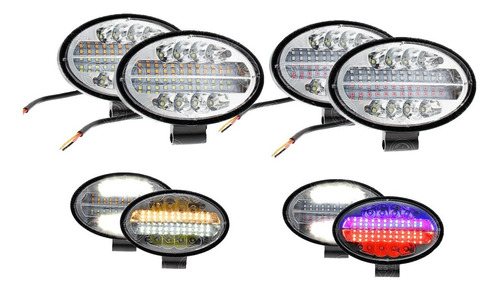 Par Faros 32 Led Ovalados Luz Fija Y Estrobo Bicolor 12-24vf