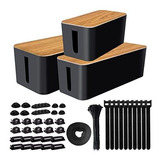 Caja Gestión Cables 3 Pack + 141pcs Kit Organizador Para