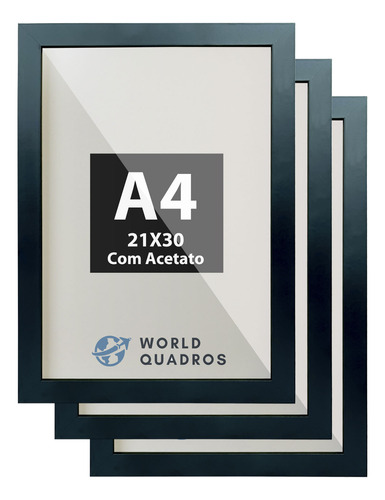 3 Molduras A4 21x30 Quadros Foto Qualidade Premium Acetato