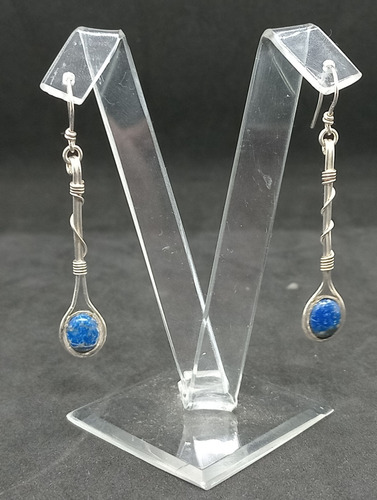 Aretes De Plata 900 , Con Piedras De Lapis Lazuli 