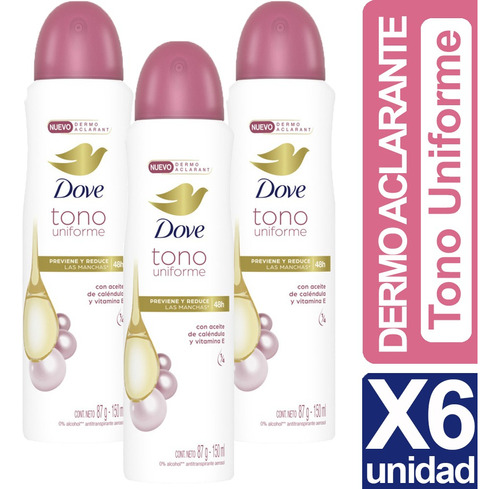 Desodorante Dove Mujer Dermo Aclarant Pack De 6 Unidades