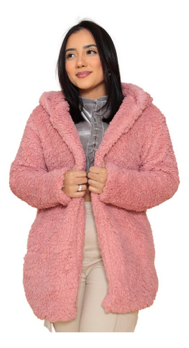 Casaco Teddy Pelucia Forrado Sobretudo Inverno Feminino Frio