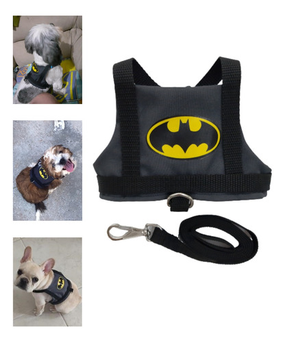 Coleira Peitoral Para Cachorro Gato Pet Batman Tam: M