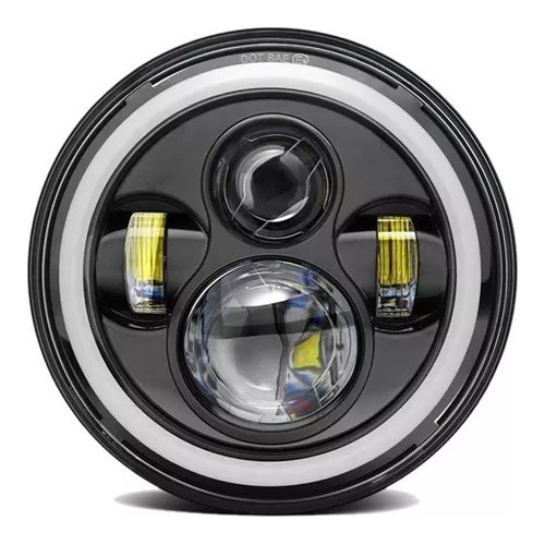 Farol Led 7 Polegadas H4 Olho Anjo Fusca Kombi Jeep Wrangler