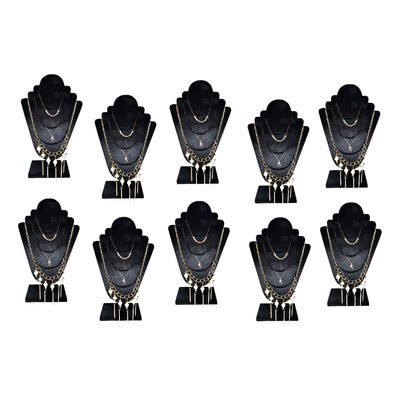Kit Exhibidor Porta Collar Triple Cadena Joyería Apar 10pzas Color Negro
