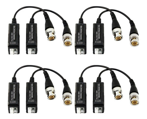 4 Unidades Balun Pasivo Hd Cctv Camara Bnc A Cable Utp Par